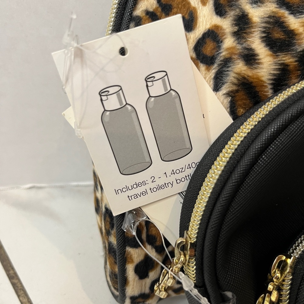 Juicy Couture Set Of 3 Black & Leopard Travel Make Up Toiletry Cosmetic Bags NWT - Picture 7 of 13